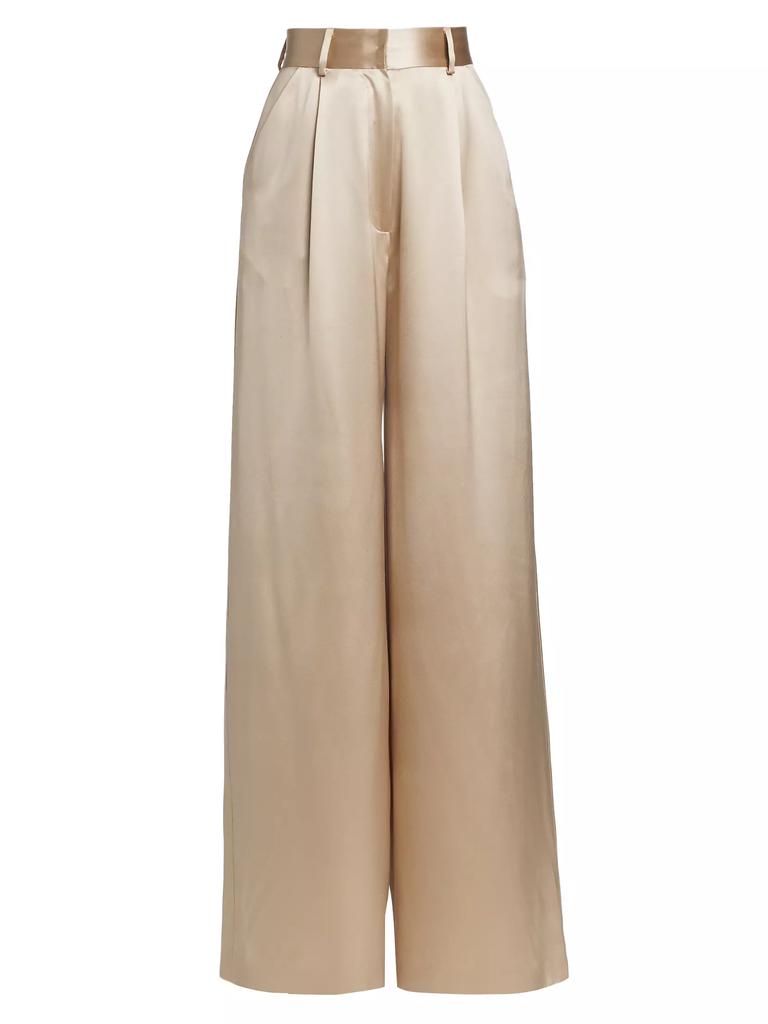 Adriana Iglesias Lua High-Waisted Wide-Leg Silk Trousers