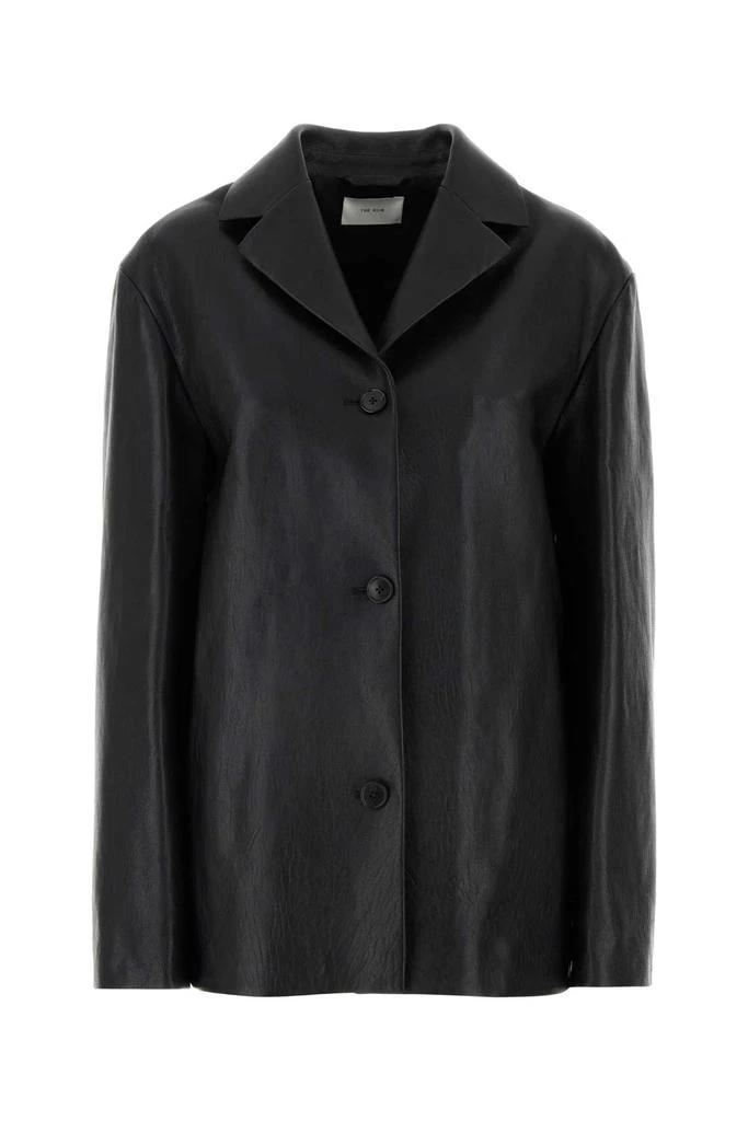 The Row Black Leather Fabian Blazer 1