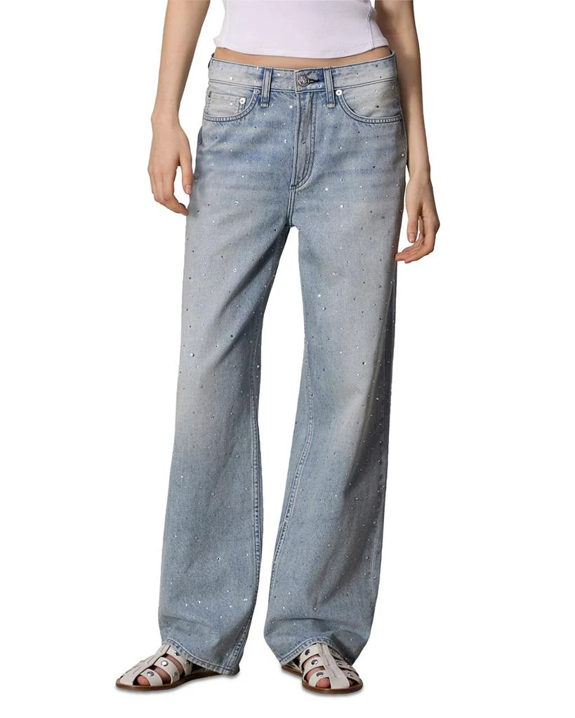 Rag & Bone Logan Wide Leg Jeans in Misty With Jewel 1