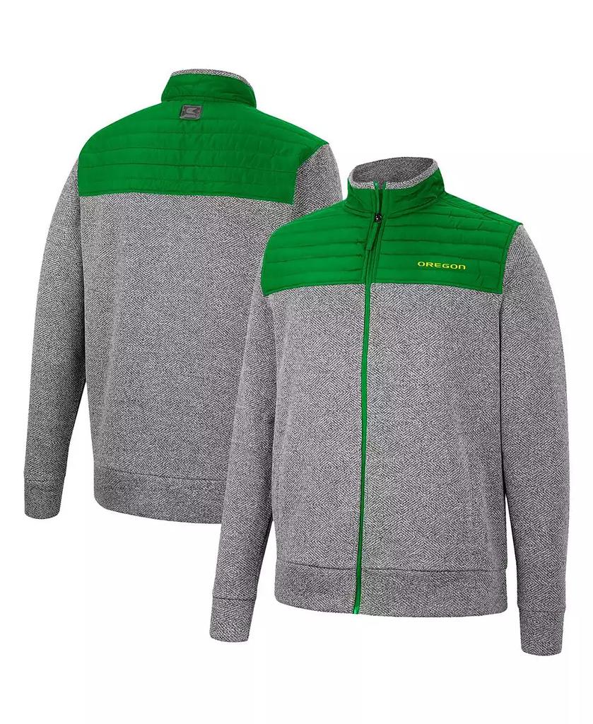 Colosseum Men's Gray, Kelly Green Oregon Ducks Putter Herringbone Full-Zip Jacket