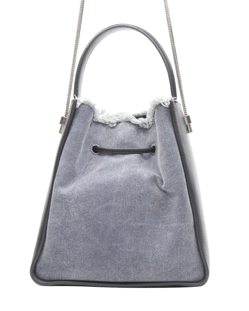 3.1 Phillip Lim 3.1 PHILLIP LIM Soleil blue denim black leather drawstring top handle bucket bag 5