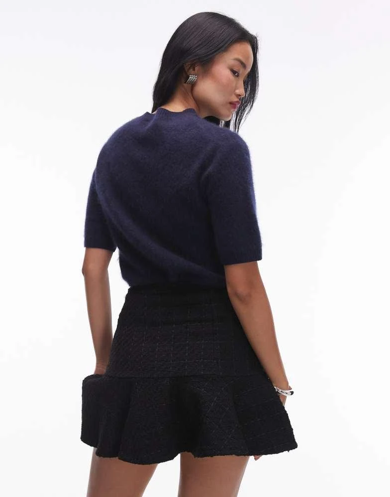 & Other Stories & Other Stories mini skirt with fluted hem in black pane check 4