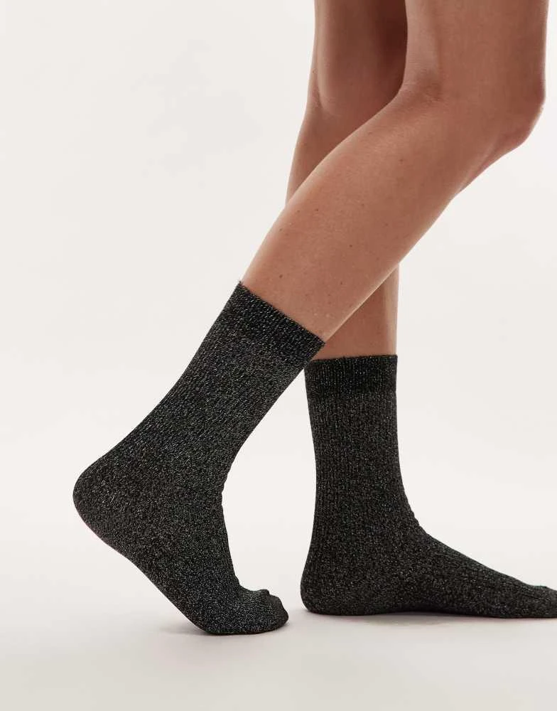 ARKET ARKET glitter stretch socks in black 1