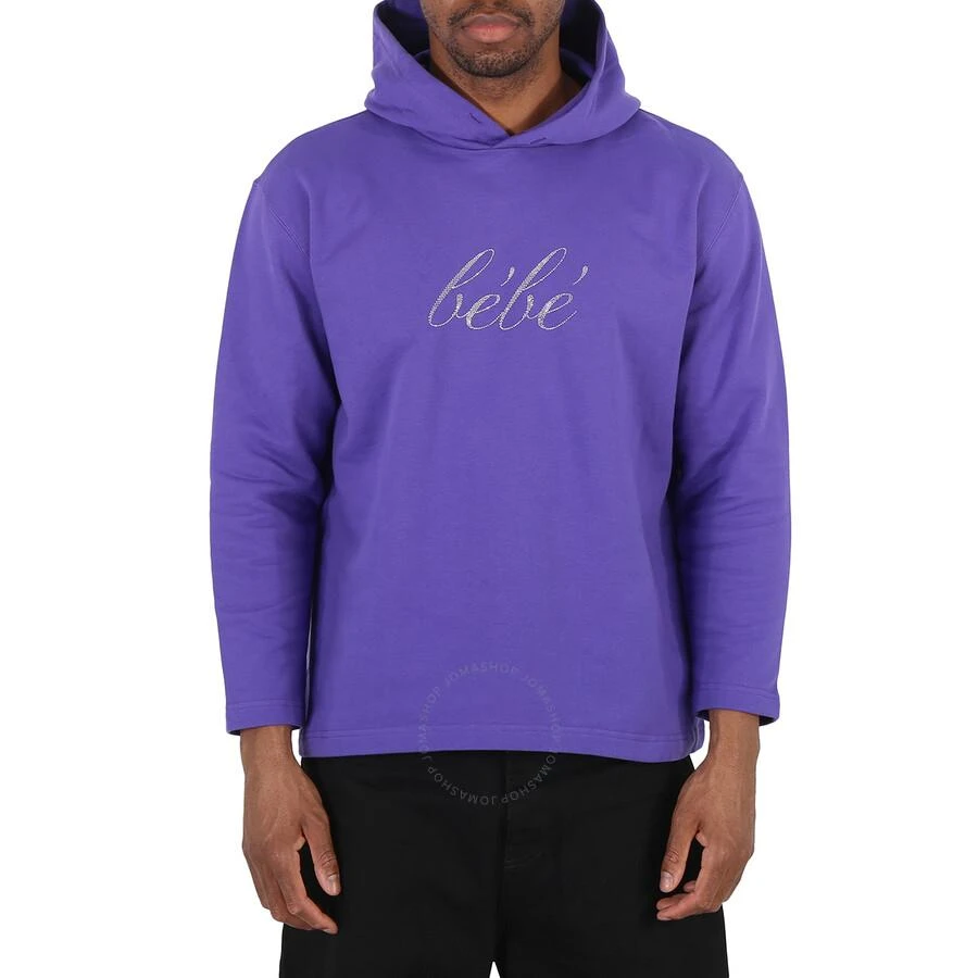 Balenciaga Ladies Ultraviolet Rhinestone Bebe Logo Hoodie 1