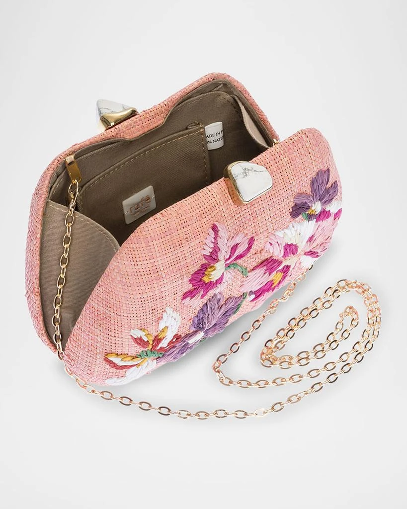 Rafe Tamu Flower Raffia Clutch Bag 4