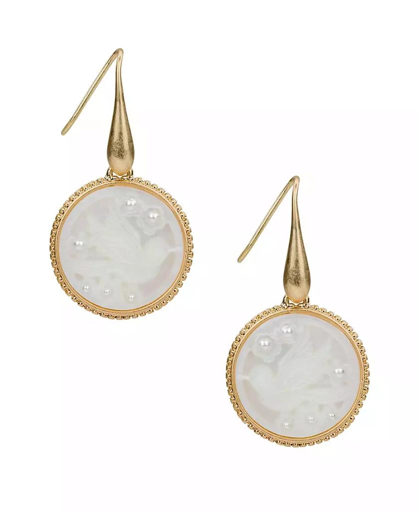 Patricia Nash Gold-Tone Carved Bird Drop Earrings