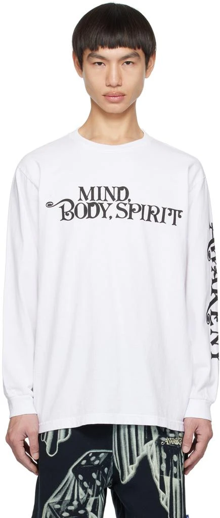 Awake NY White 'Mind Body Spirit' Long Sleeve T-Shirt 1