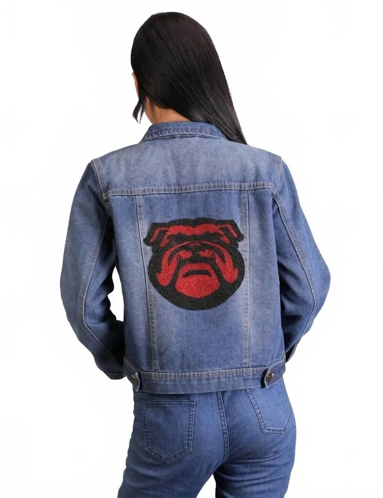 Pearls 
Camo Beaded Georgia Jacket In Denim 2