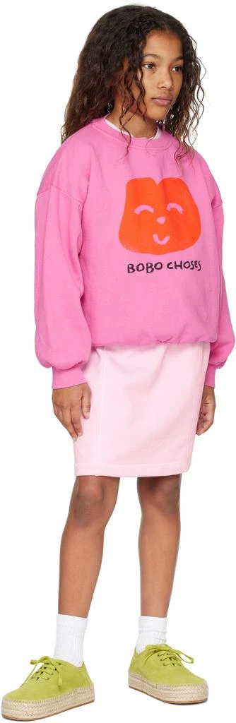 BOBO CHOSES Kids Pink Joyful Face Sweatshirt 4