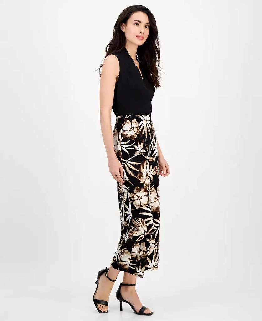 AK Anne Klein Women's Printed Pull-On Wide-Leg Pants 2