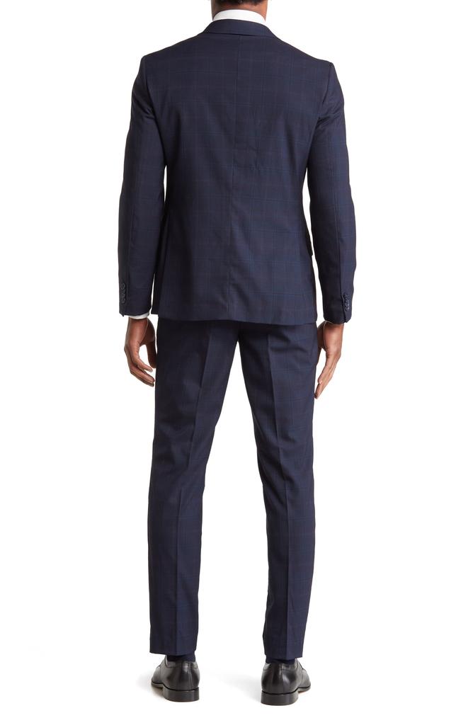 SAVILE ROW CO Navy Plaid Peak Lapel Suit