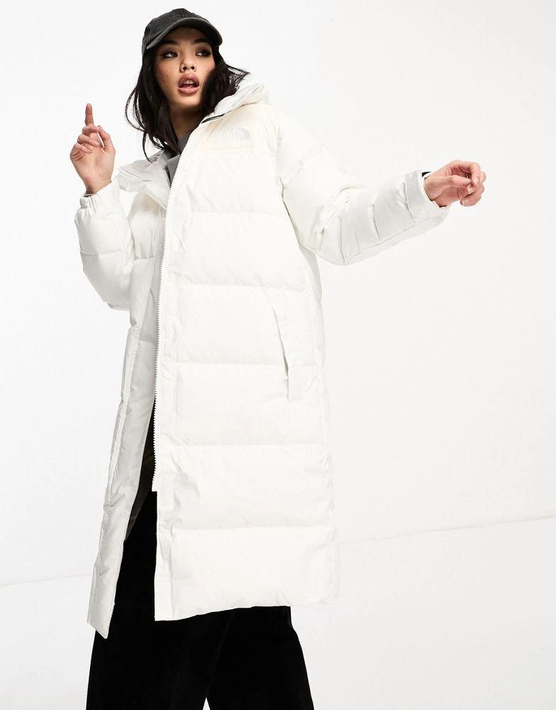 The North Face The North Face Nuptse long down puffer coat in cream 1