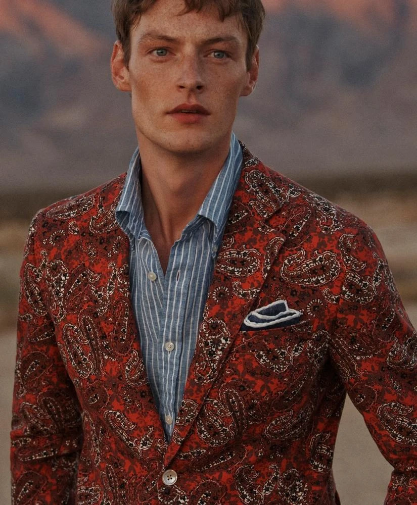 Brooks Brothers Slim Fit Paisley Suit Jacket In Cotton Blend 1