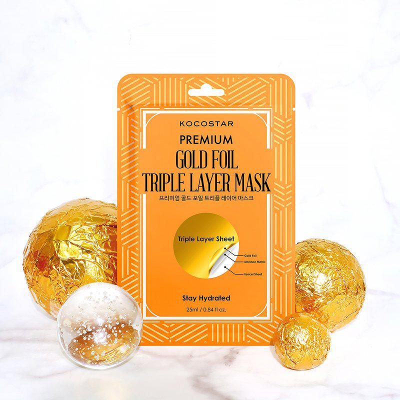 Kocostar Premium Gold Foil Triple Layer Mask PACK OF 10