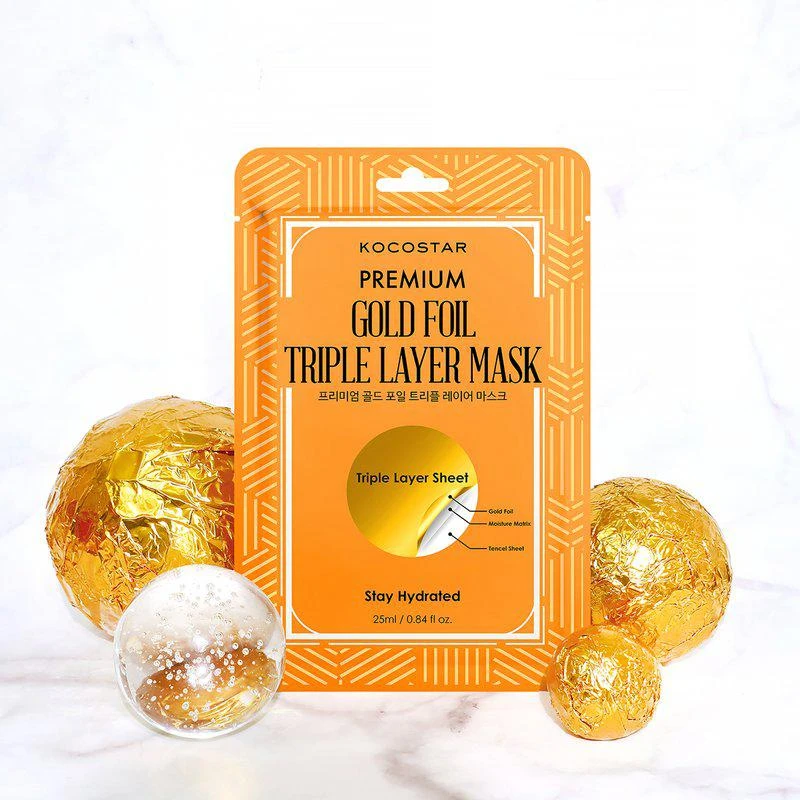 Kocostar Premium Gold Foil Triple Layer Mask PACK OF 10 2