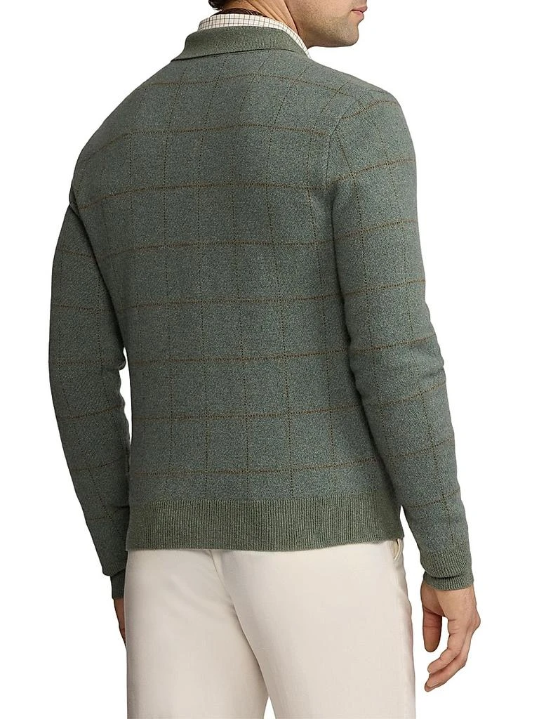 Ralph Lauren Plaid Cashmere-Wool Polo-Collar Sweater 4