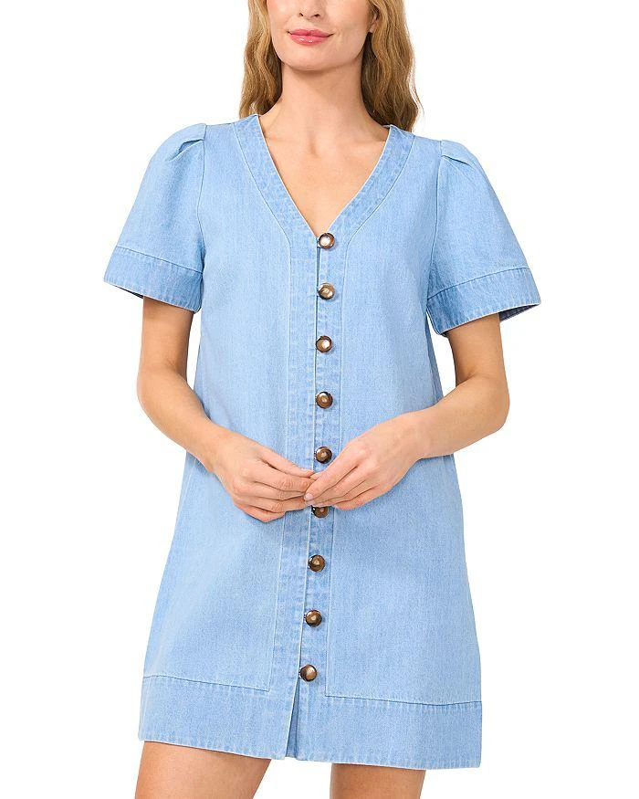 CeCe Button Front Denim Dress 1