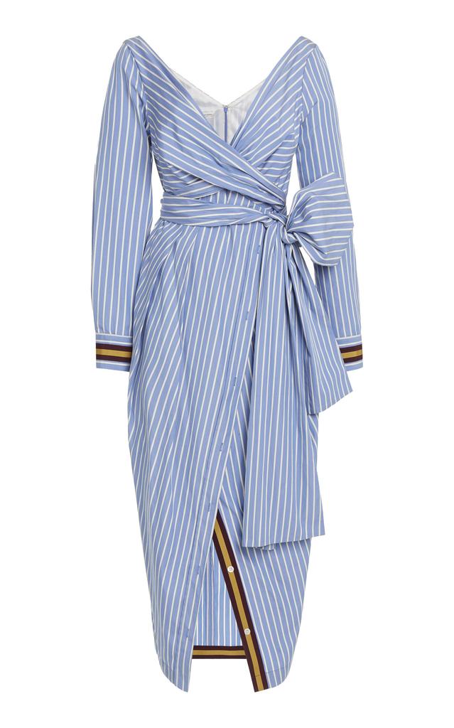 Dries Van Noten Dries Van Noten - Dolada Striped-Cotton Midi Wrap Dress - Blue - FR 44 - Moda Operandi