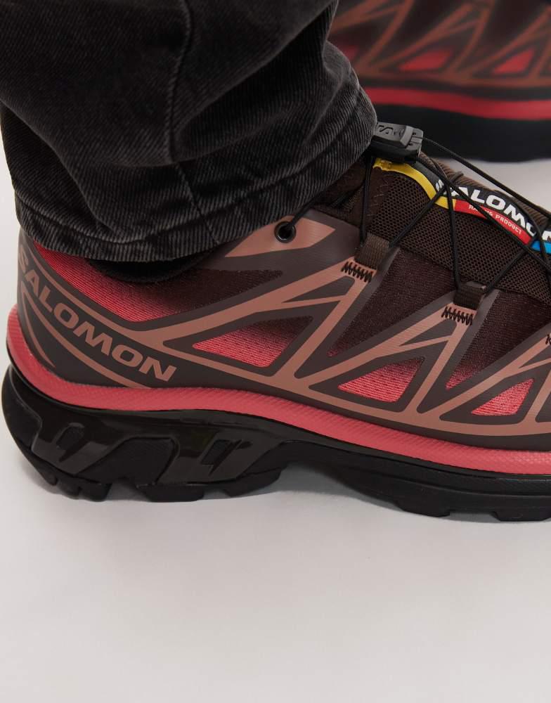 Salomon Salomon XT-6 Skyline trainers in black coffee and rouge