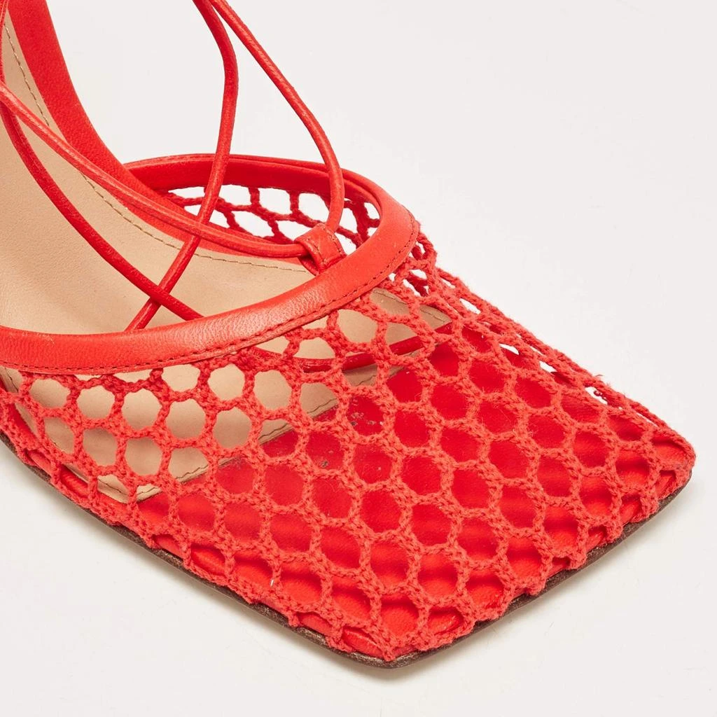 Bottega Veneta Bottega Veneta Coral Red Mesh and Leather Stretch Wrap Pumps Size 38 7
