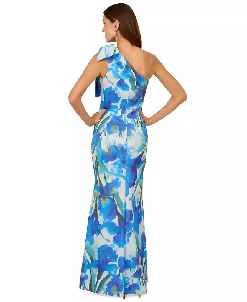 Adrianna Papell Petite Printed Bow One-Shoulder Gown 3