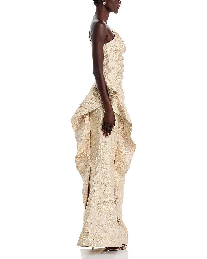 Teri Jon Metallic Jacquard One Shoulder Gown 5