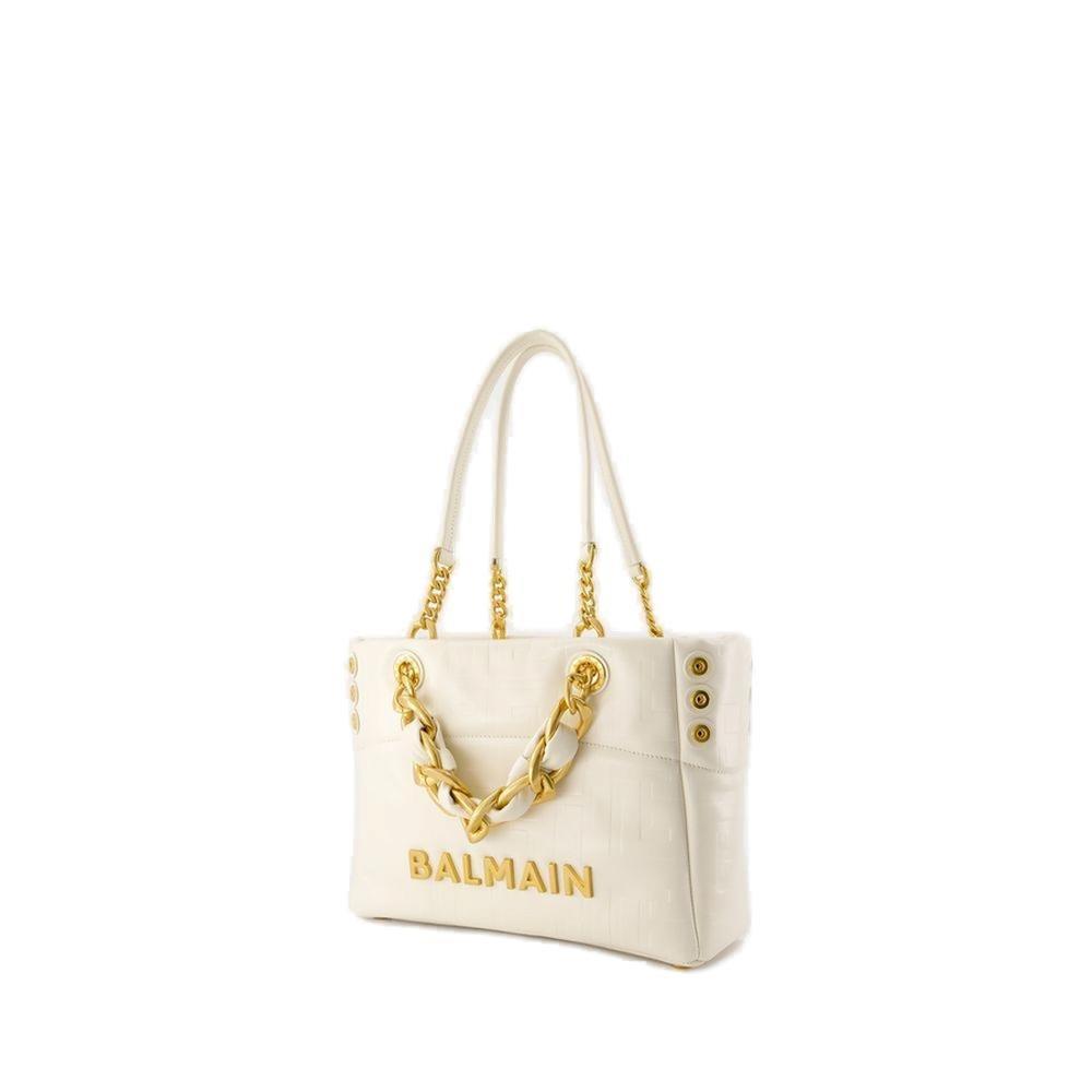【関税＆送料込み】Balmain Small 1945 Soft Tote Balmain Small 1945 Soft Leather Tote Bag | Black | FARFETCH