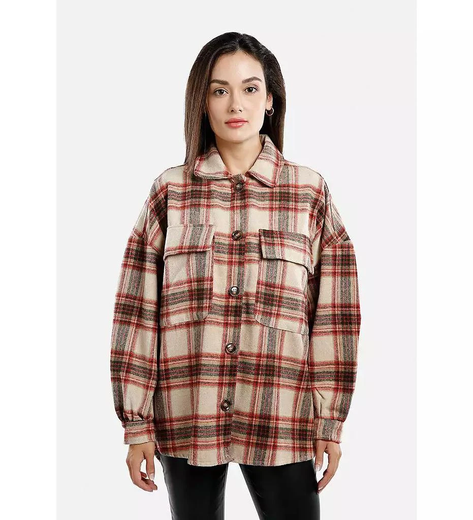 London Rag Long Sleeves Oversized Checkered Shacket