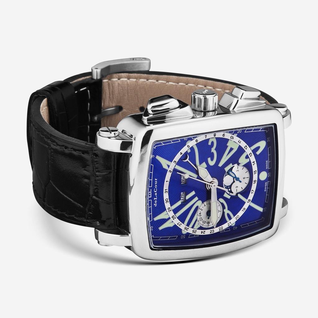 DeLaCour DeLaCour 'Via Larga' Chronograph Stainless Steel Men's Automatic Watch WAST1026-BLU