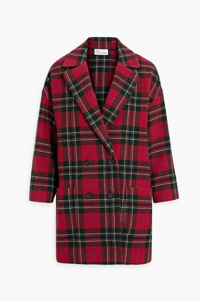 REDVALENTINO Double-breasted checked wool-tweed coat 1