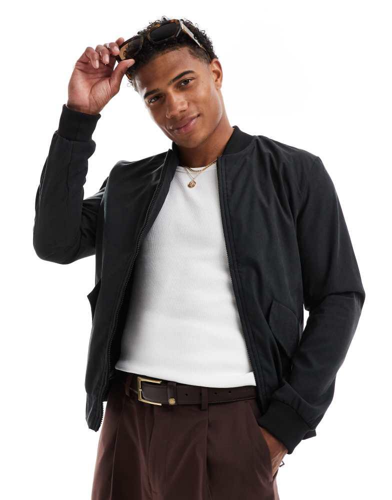 Brave Soul Brave Soul full zip bomber jacket in black