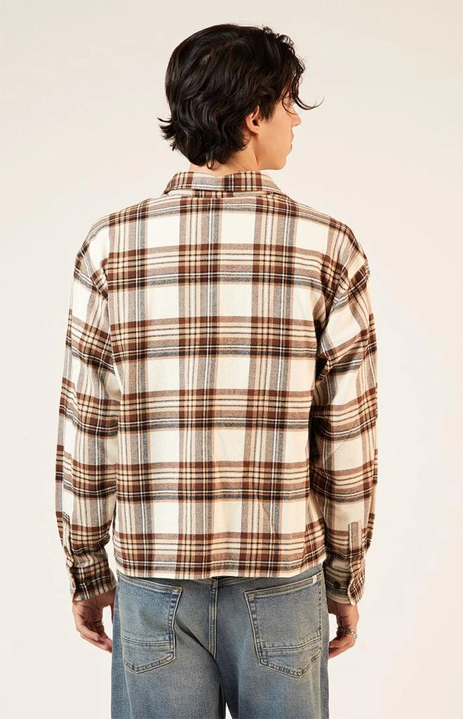 PacSun Cream Washed Cropped Flannel Shirt 3