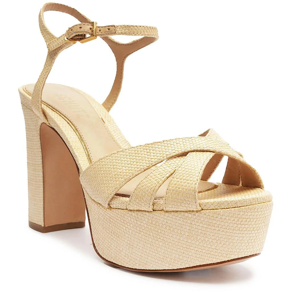 Schutz Keefa Womens Crackle Leather Platform Sandals 7