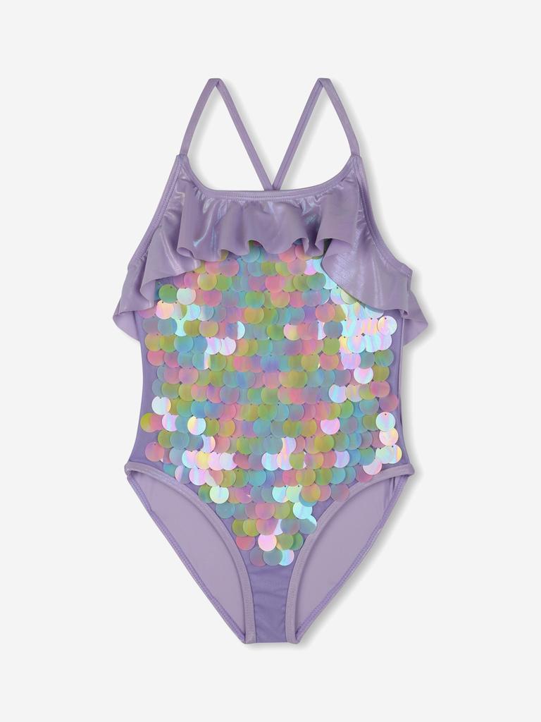 Billieblush Girls Sequin Ruffle Swimsuit in Multicolour