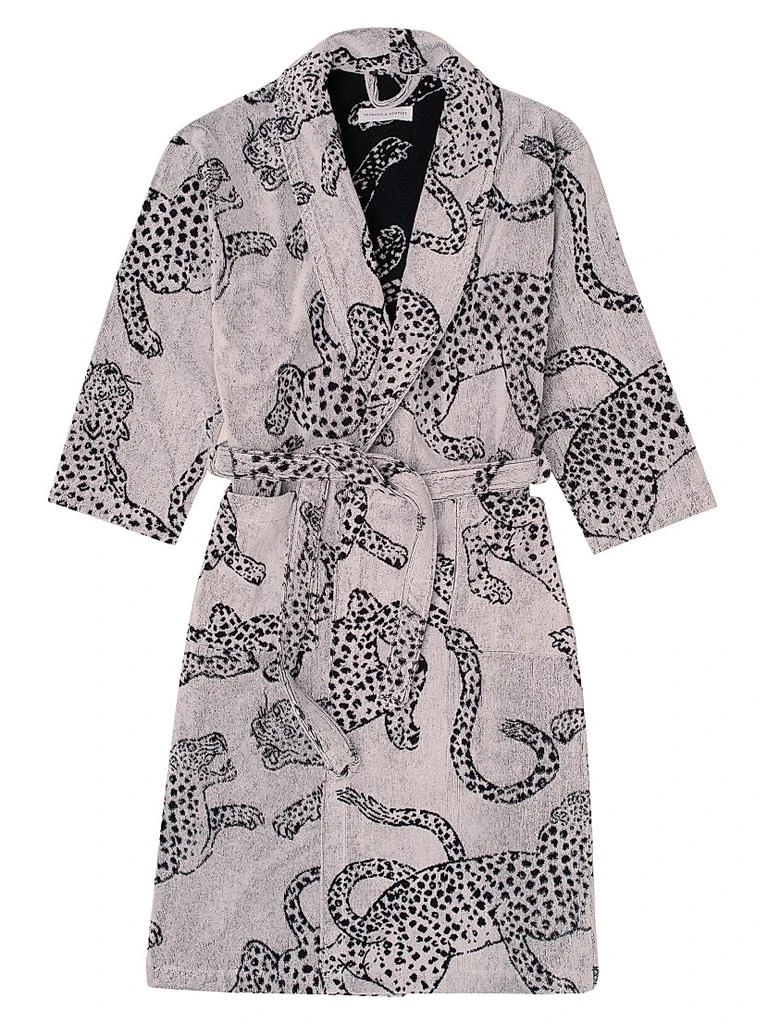 Desmond & Dempsey Cotton Jag Print Towel Robe 1