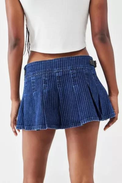 Urban Outfitters UO Pinstripe Denim Pleated Mini Skirt 3