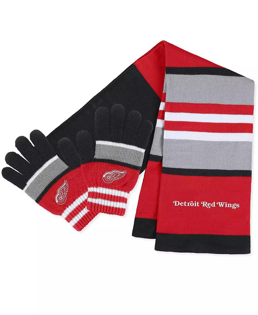 WEAR by Erin Andrews Women's Detroit Red Wings Stripe Glove and Scarf Set