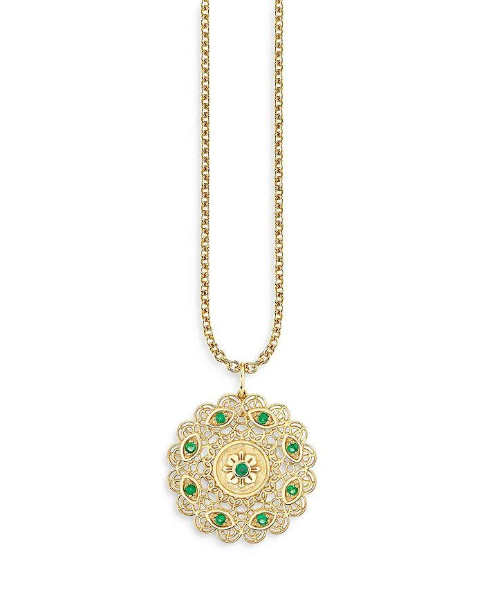 Sydney Evan Wicked x Sydney Evan 14K Yellow Gold Emerald Filigree Pendant Necklace, 16"