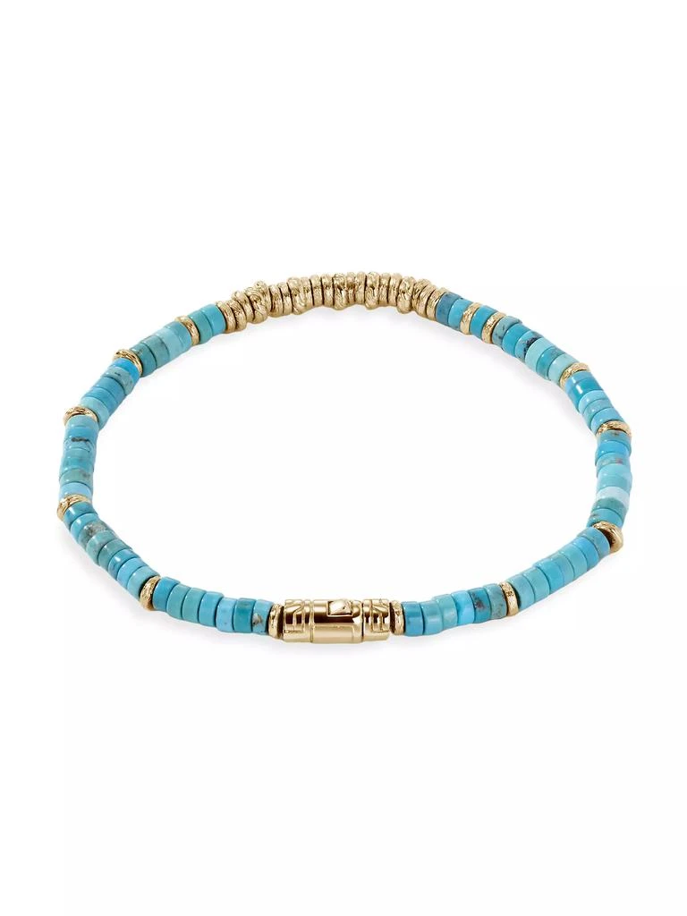 John Hardy Thailand 14K Gold &amp; Treated Turquoise Heishi Beaded Bracelet 2