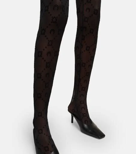 MARINE SERRE Moonogram flocked mesh tights 5