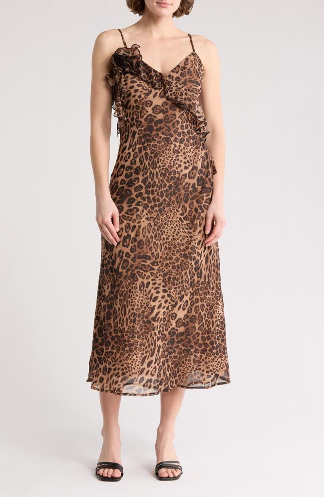 Lush Rosette Ruffle Body-Con Midi Dress