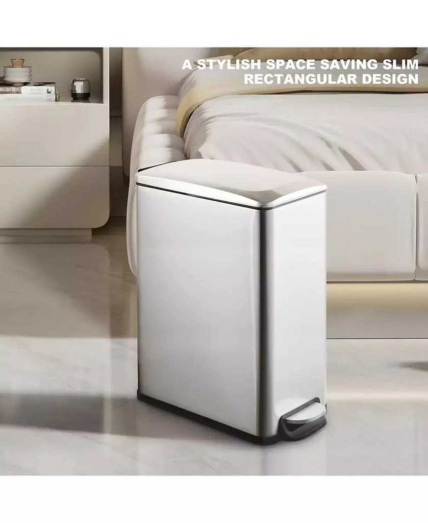 Mega Casa 2.6 Gal./10 Liter Slim Stainless Steel Step-on Trash Can for Bathroom and Office 4