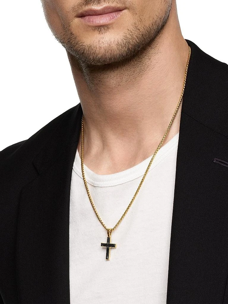 David Yurman Cross Amulet in 18K Yellow Gold with Forged Carbon, 24MM 2