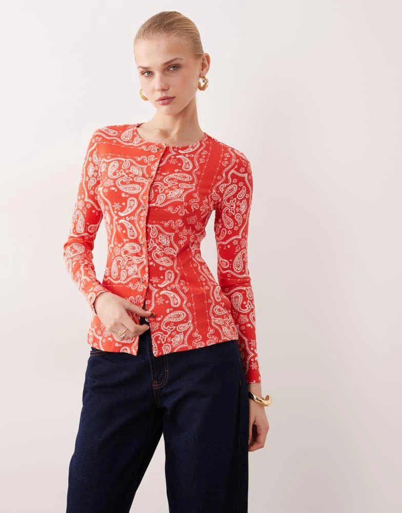 Never Fully Dressed Never Fully Dressed button up long sleeve top in red bandana print
