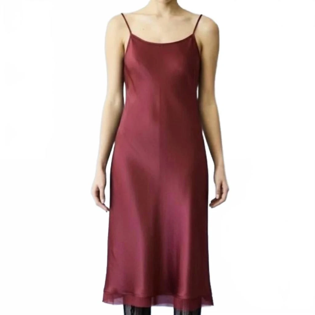 Brazeau Tricot Classic Organza Petal Slip Midi Dress In Scarlette