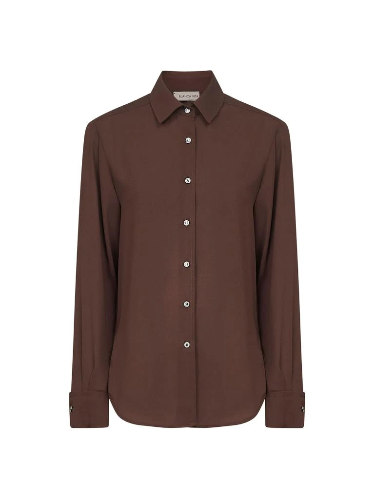 BLANCA VITA BLANCA VITA | Brown crepe Corten shirt | Women | 40 1
