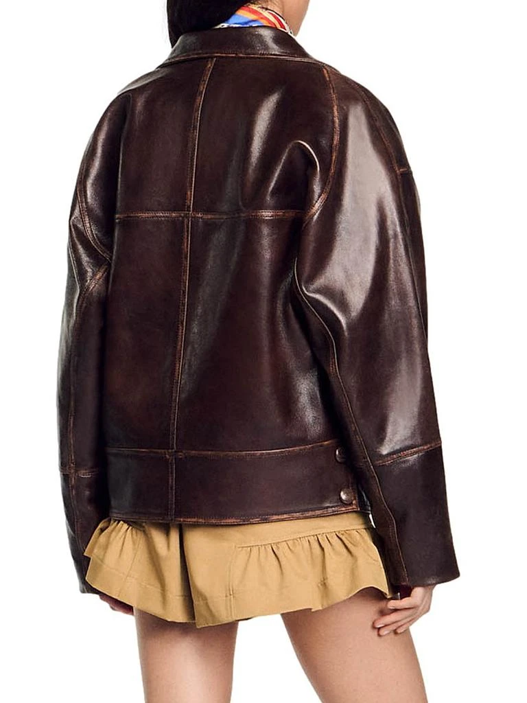 Sandro Oversized Leather Jacket 3