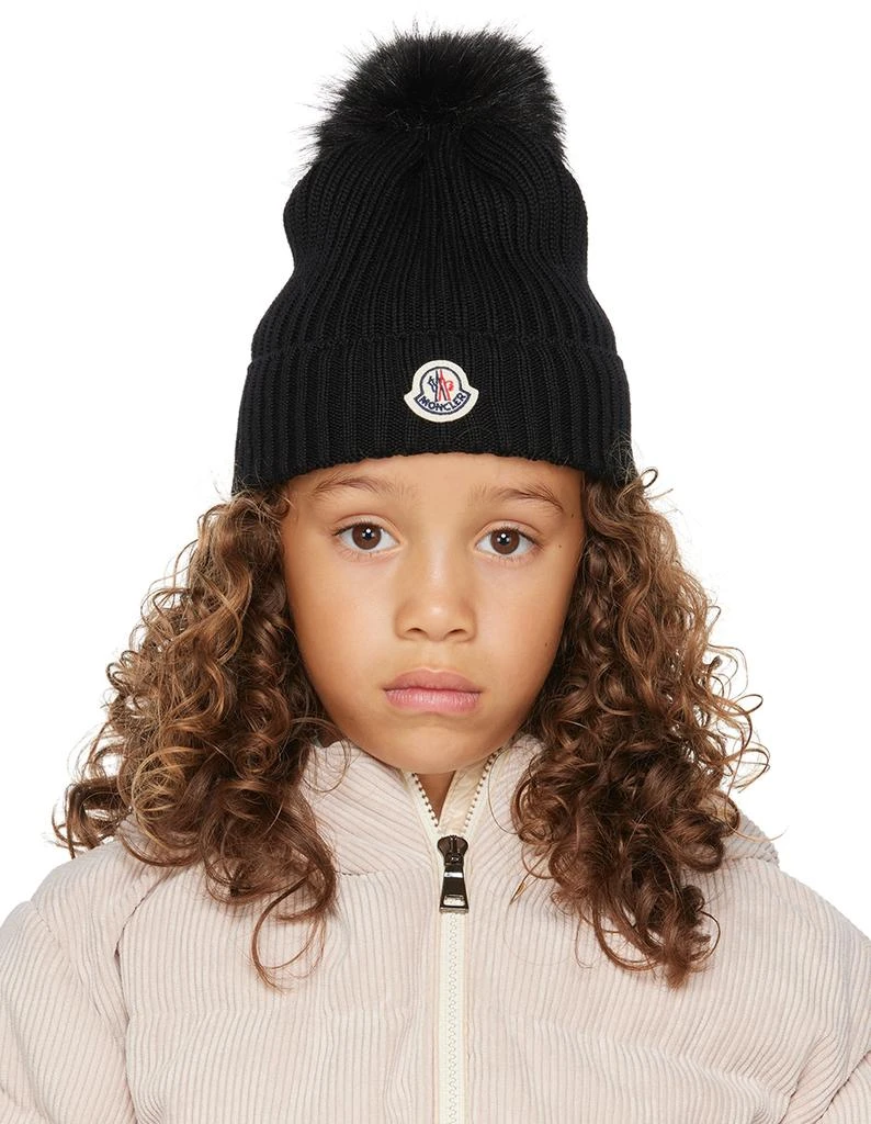 Moncler Kids Black Pom Pom Beanie - Kid display picture 1