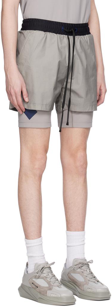 TEMPLA Gray Layered Track Shorts