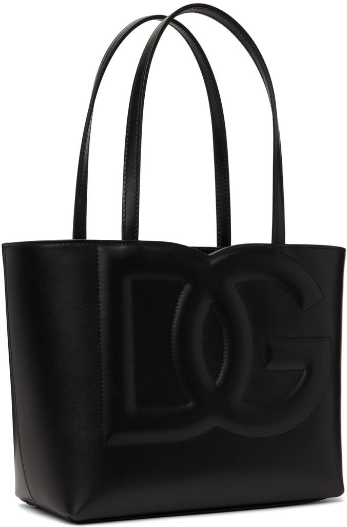 Dolce&Gabbana Black Small Calfskin 'DG' Logo Shopper Tote